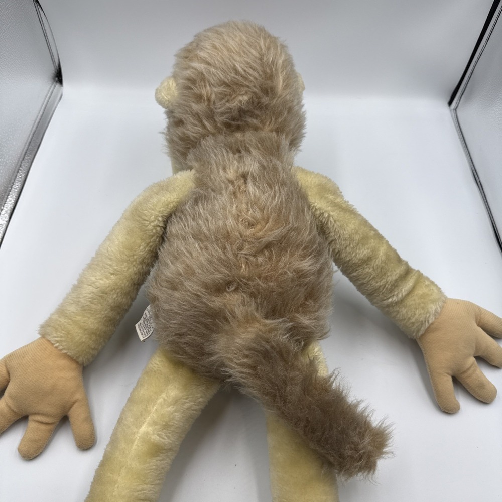 Vintage 70's Elka Toys Plush Monkey Mr. Snodgrass Red Nose Beige Stuffy 24" - Picture 9 of 9